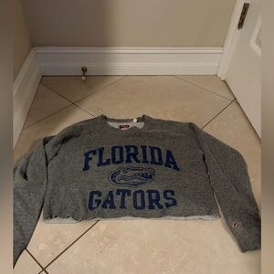 Champion Gray Cropped Sweatshirt with Blue Florida Gators Logo